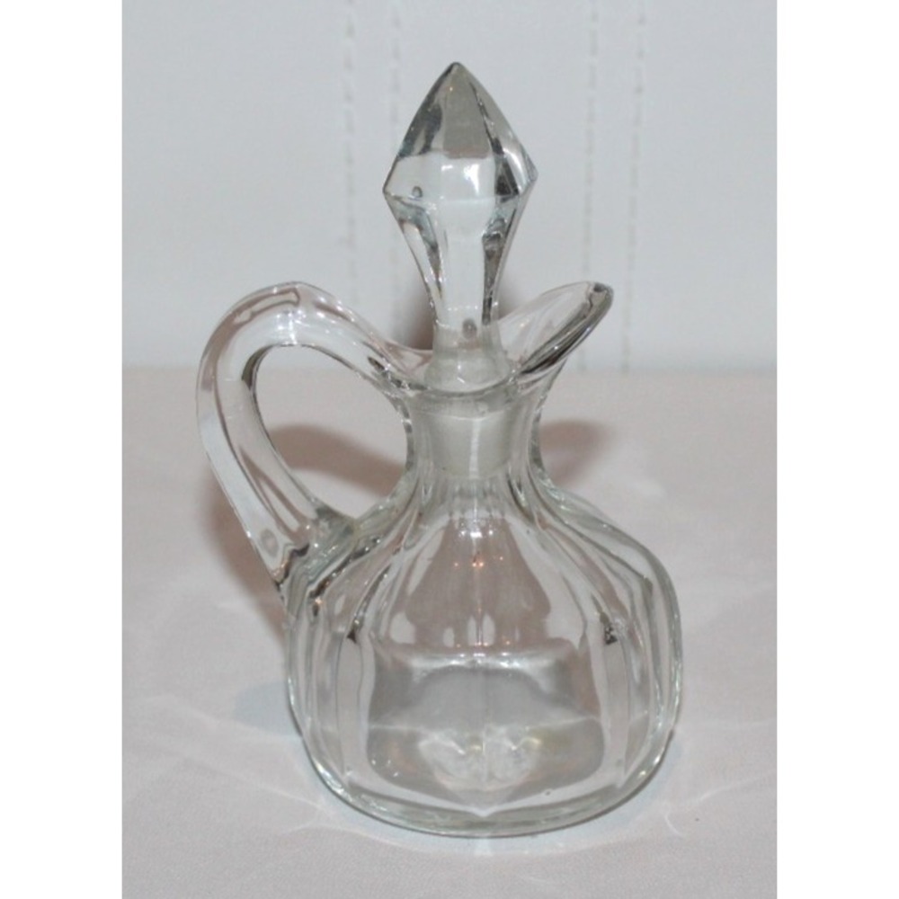 vintage clear pressed glass cruet bottle w/ ground stopper Heisey